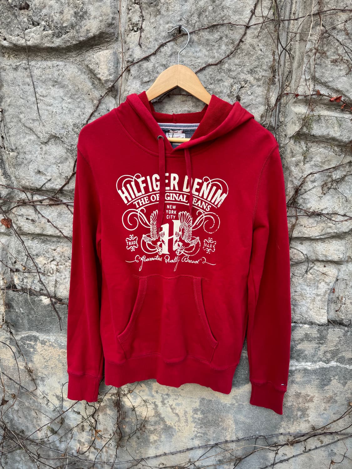 타미힐피거 데님 빈티지 프린팅 후드티 레드 후디 s 상품이미지1