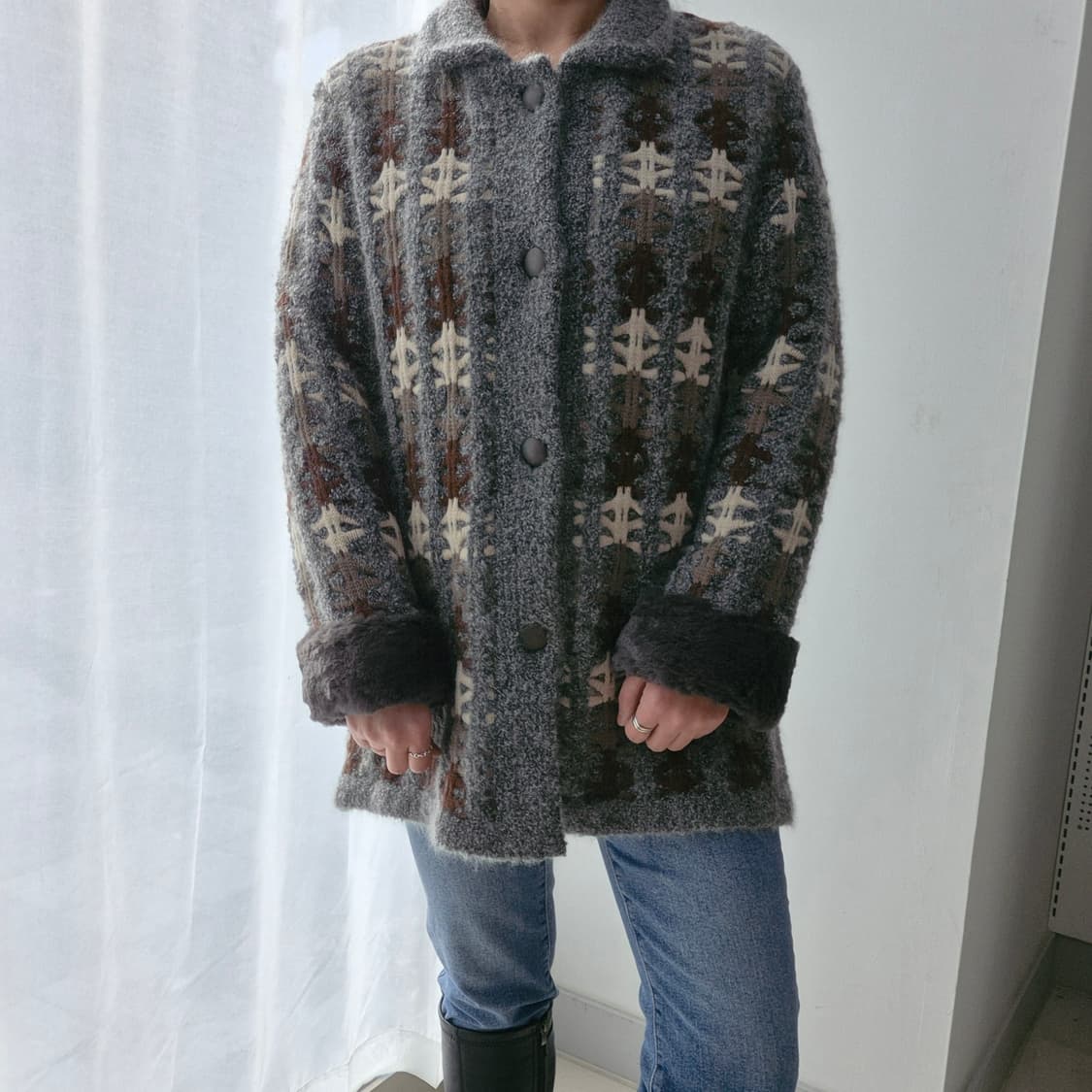 일본제 EL MIDAS 울 100% 토끼털 퍼코트 상품이미지2