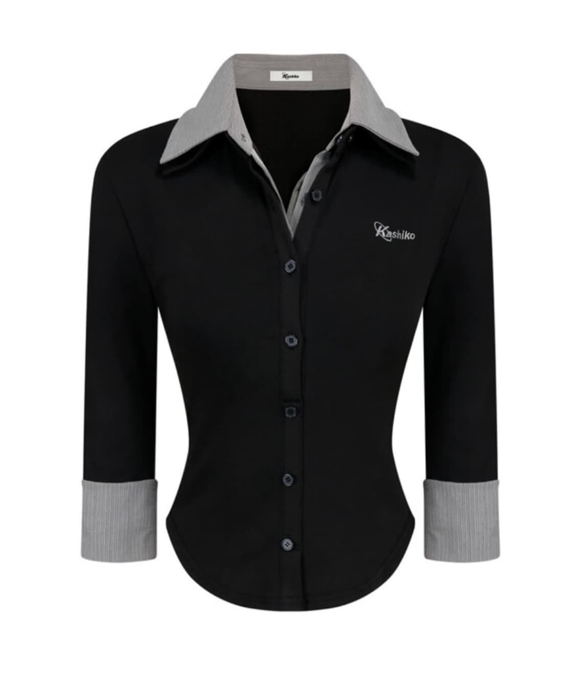 카시코 더블 카라 슬림 셔츠 블랙 S 상품이미지1