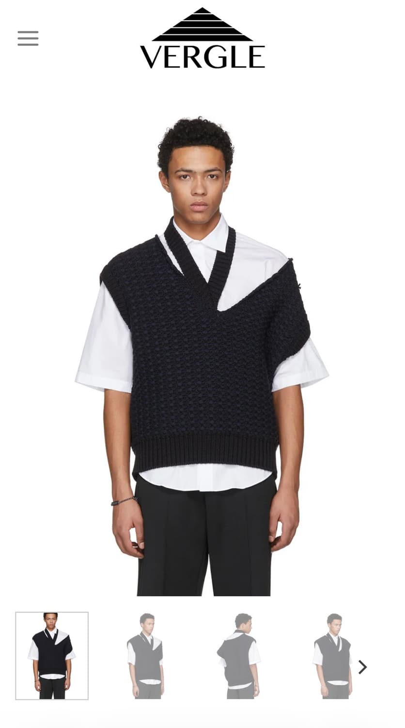 라프시몬스 RAF SIMONS Black Cropped Knit Vest 상품이미지1