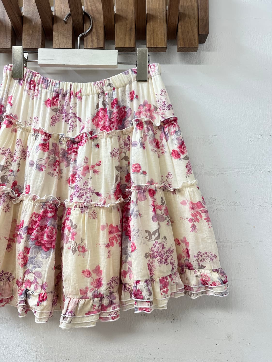 일본빈티지 CHUXXX 플로럴 티어드 캉캉 볼륨 실루엣 밴딩 스커트 상품이미지2