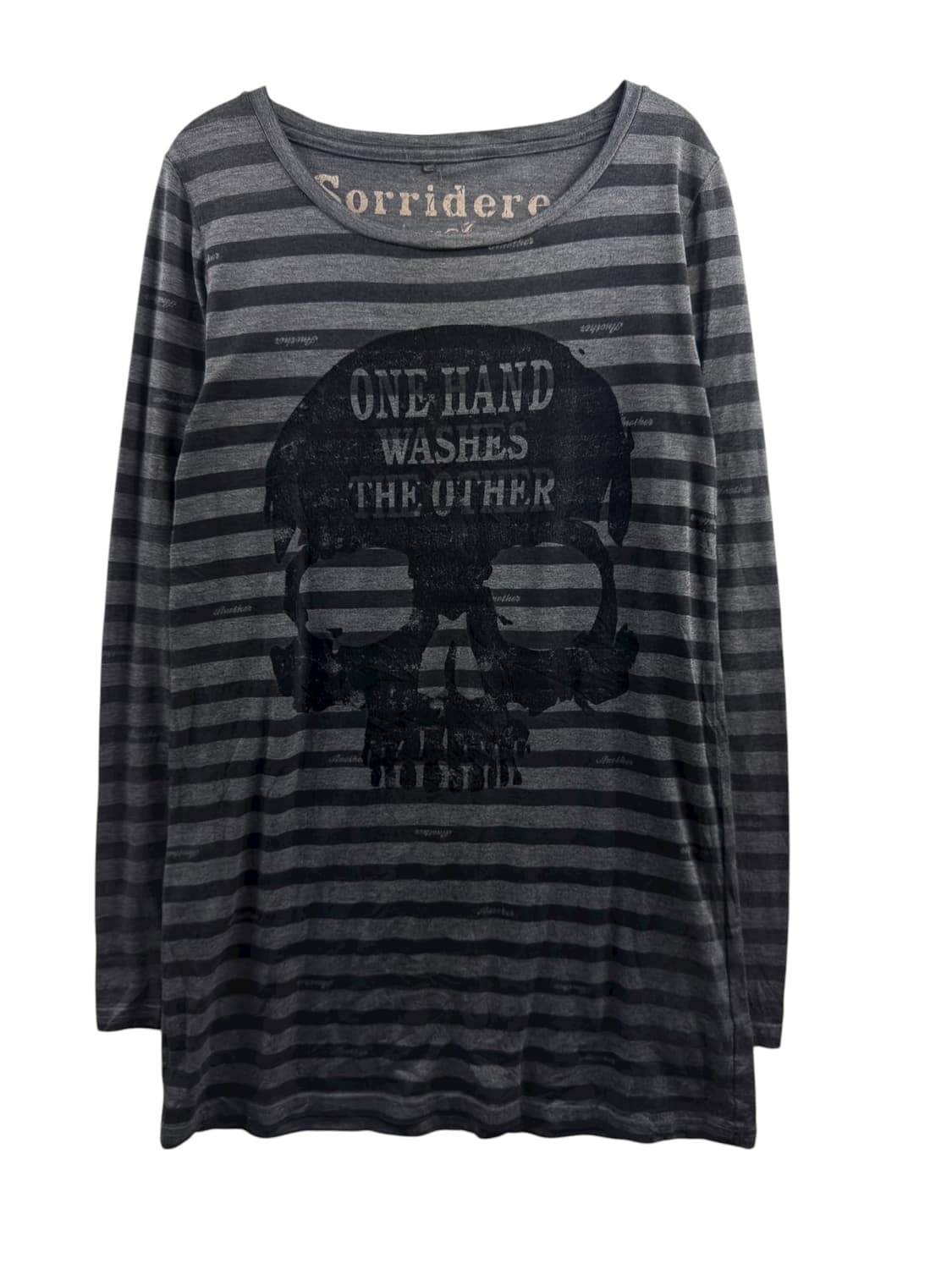 JPN Y2K 펑크 스컬 프린팅 스트라이프 롱슬리브1277 상품이미지1