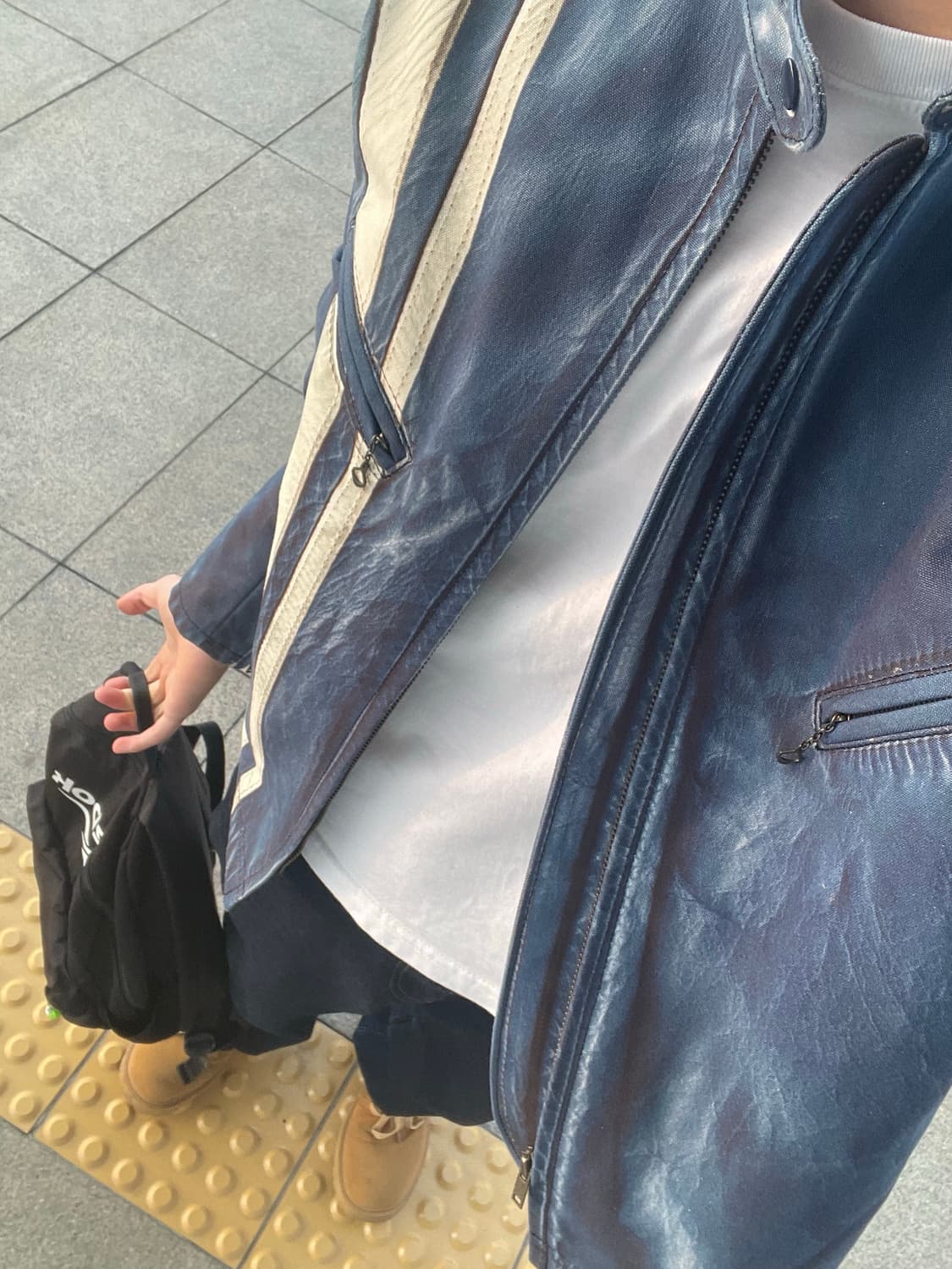 [M]준야와타나베 베르베르진 베이츠 프린팅 레더자켓 상품이미지3