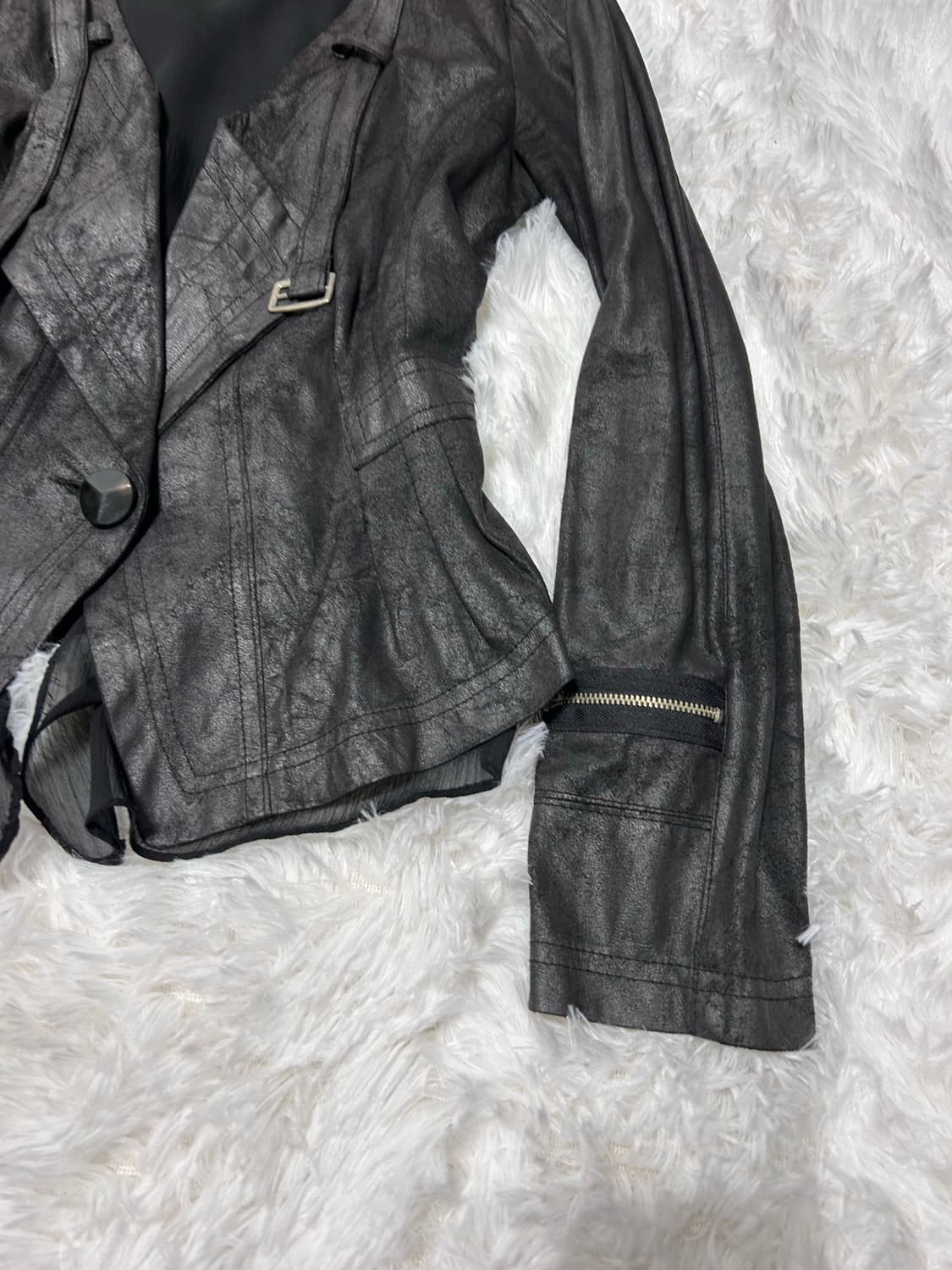 00’s drape lace detailed lether jacket 상품이미지2