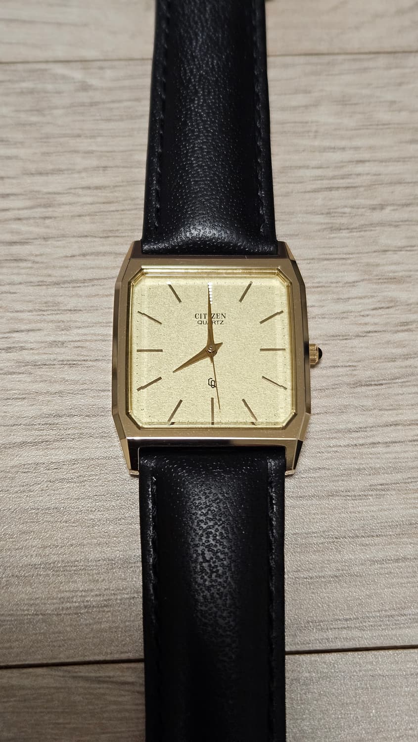 빈티지 시티즌 쿼츠 사각 드레스 금장 가죽 시계 상품이미지2