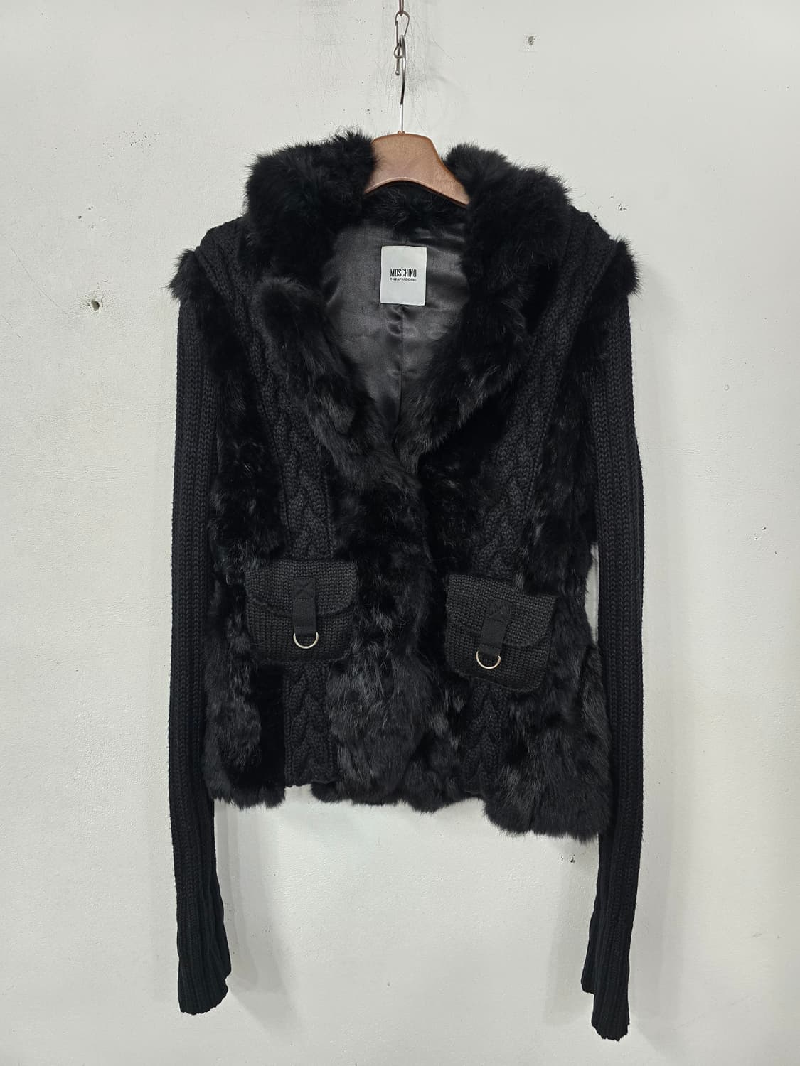 모스키노 블랙 퍼 니트 가디건 상품이미지1