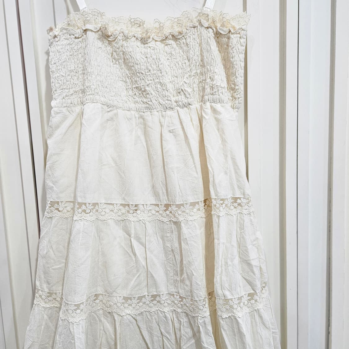 0327(LEST ROSE) 아이보리 레이스 레이어드 원피스 상품이미지4