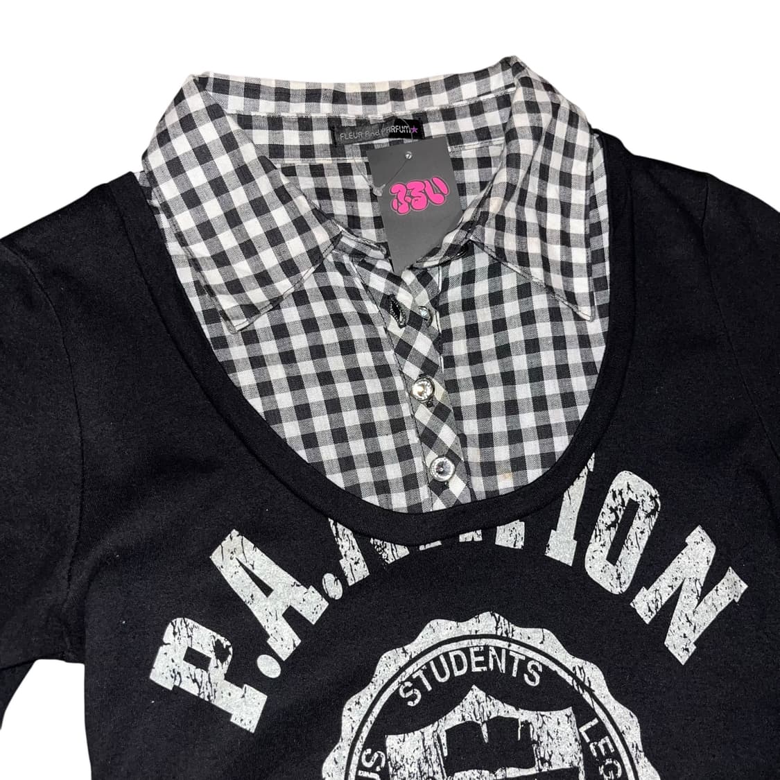 타탄체크레이스 스커트 레이어드 긴팔 원피스 키치갸루y2k 상품이미지2