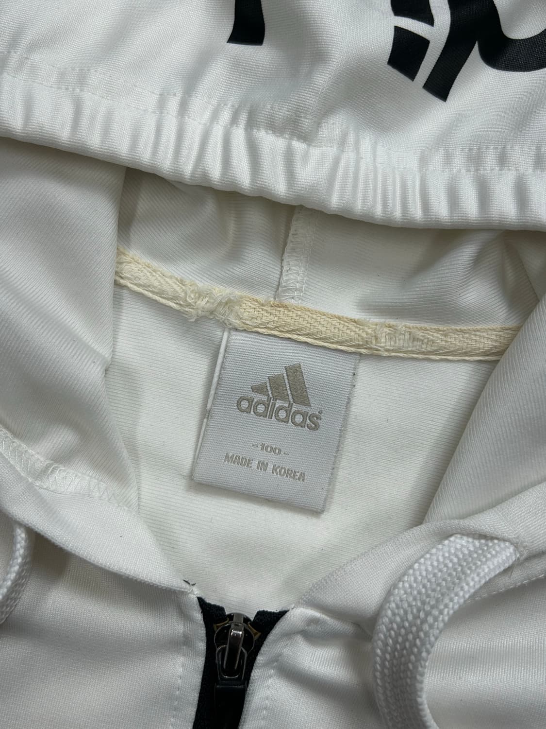 아디다스 화이트 블랙 빅로고 후드 트랙탑 100 상품이미지5