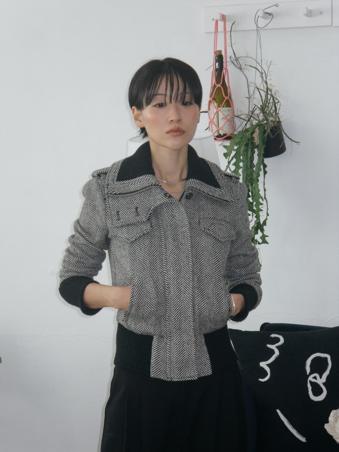 아르마니 익스체인지 하이넥 헤링본 자켓 상품이미지1