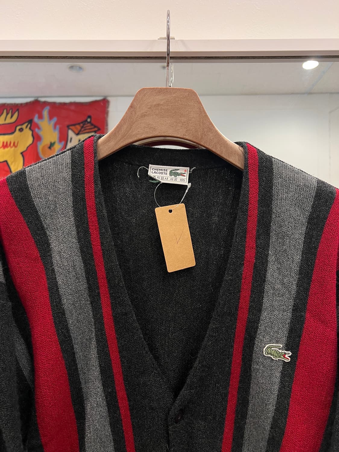 90s Lacoste 라코스테 스트라이프 울 가디건 상품이미지2