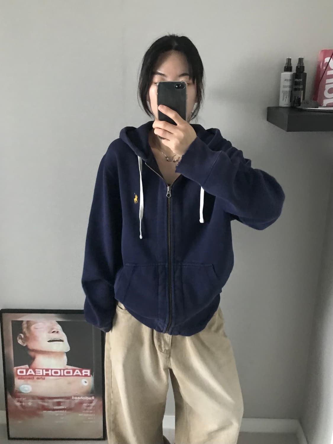 폴로 랄프로렌 포니로고 써멀 헤비 후드집업 네이비 상품이미지2