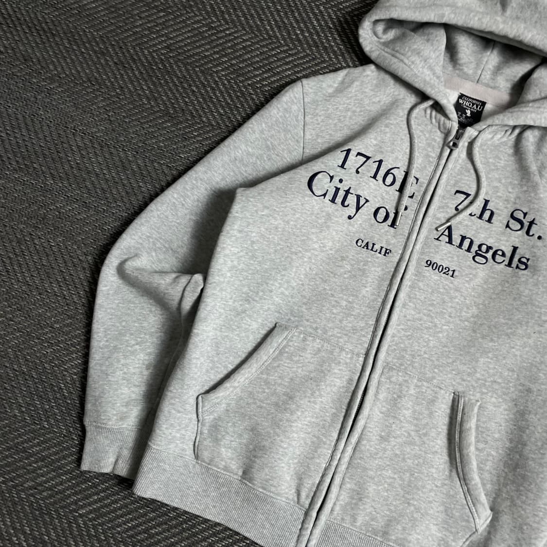 후아유 레터링 오버핏 그레이 후드집업y 4858 상품이미지3