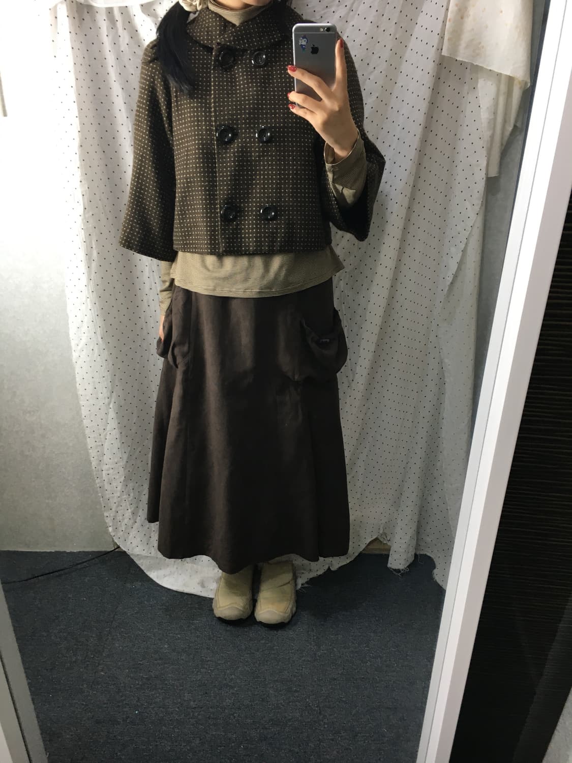 브라운 도트 숏 자켓 상품이미지3