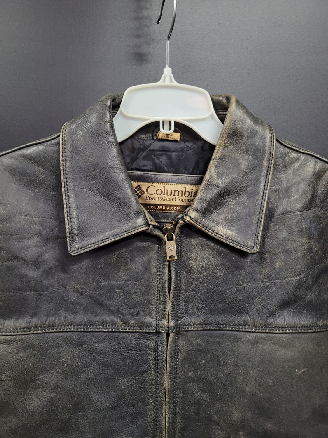 Columbia 콜롬비아 초빈티지 헤비 레더 바이크 자켓 상품이미지2