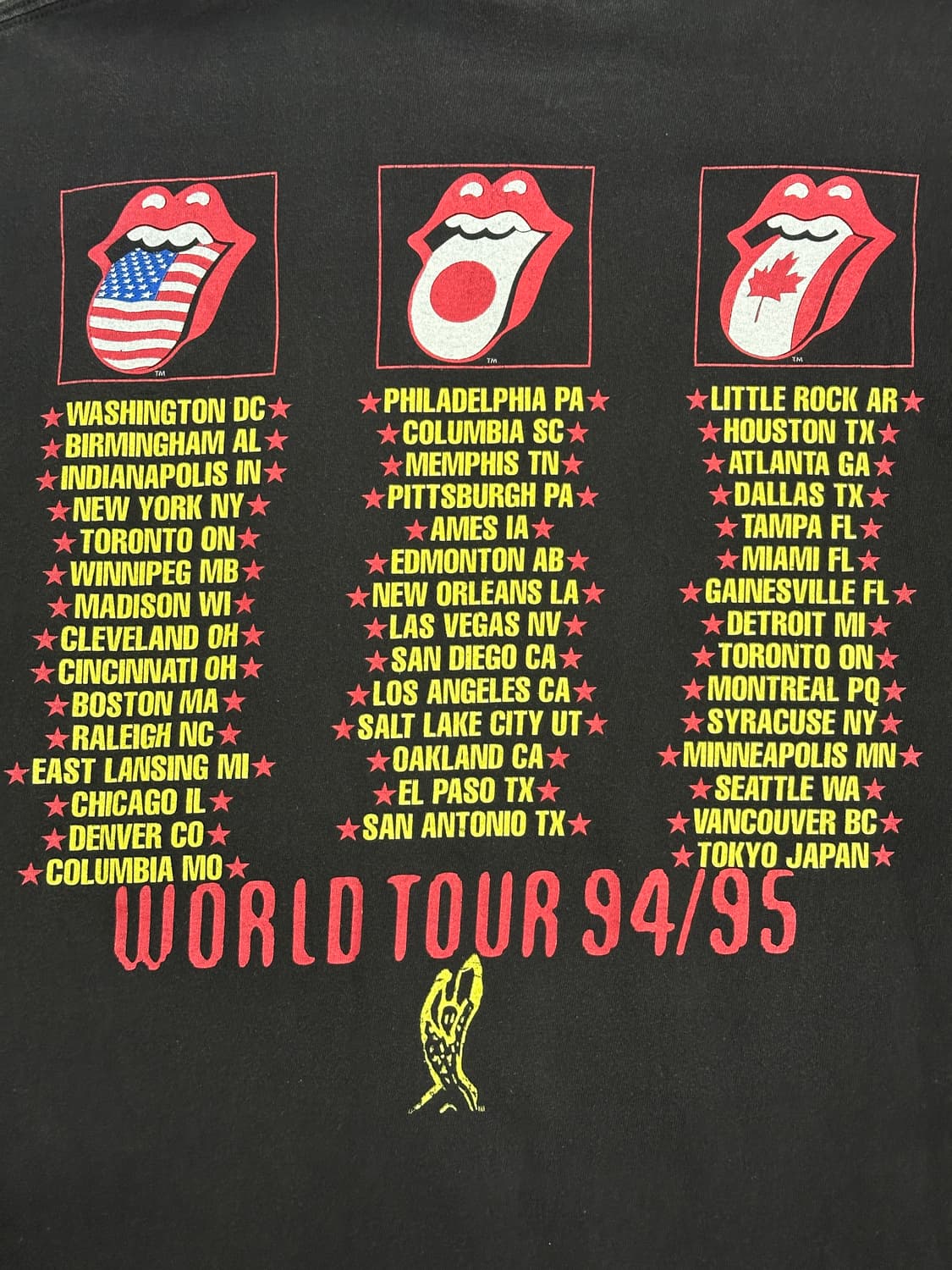 1994' Rolling stones 부두라운지 월드 투어 티셔츠 L 상품이미지4