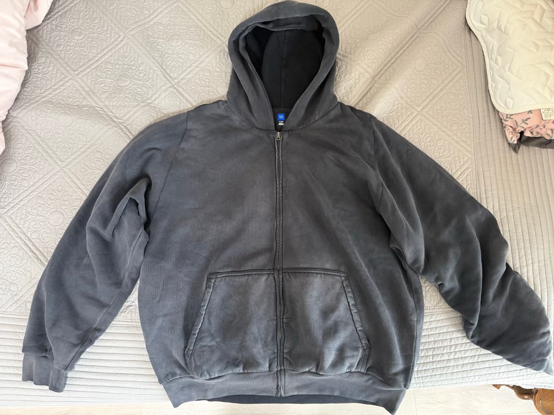 [XL] 이지 갭 후드 집업 포에틱 블랙 상품이미지3