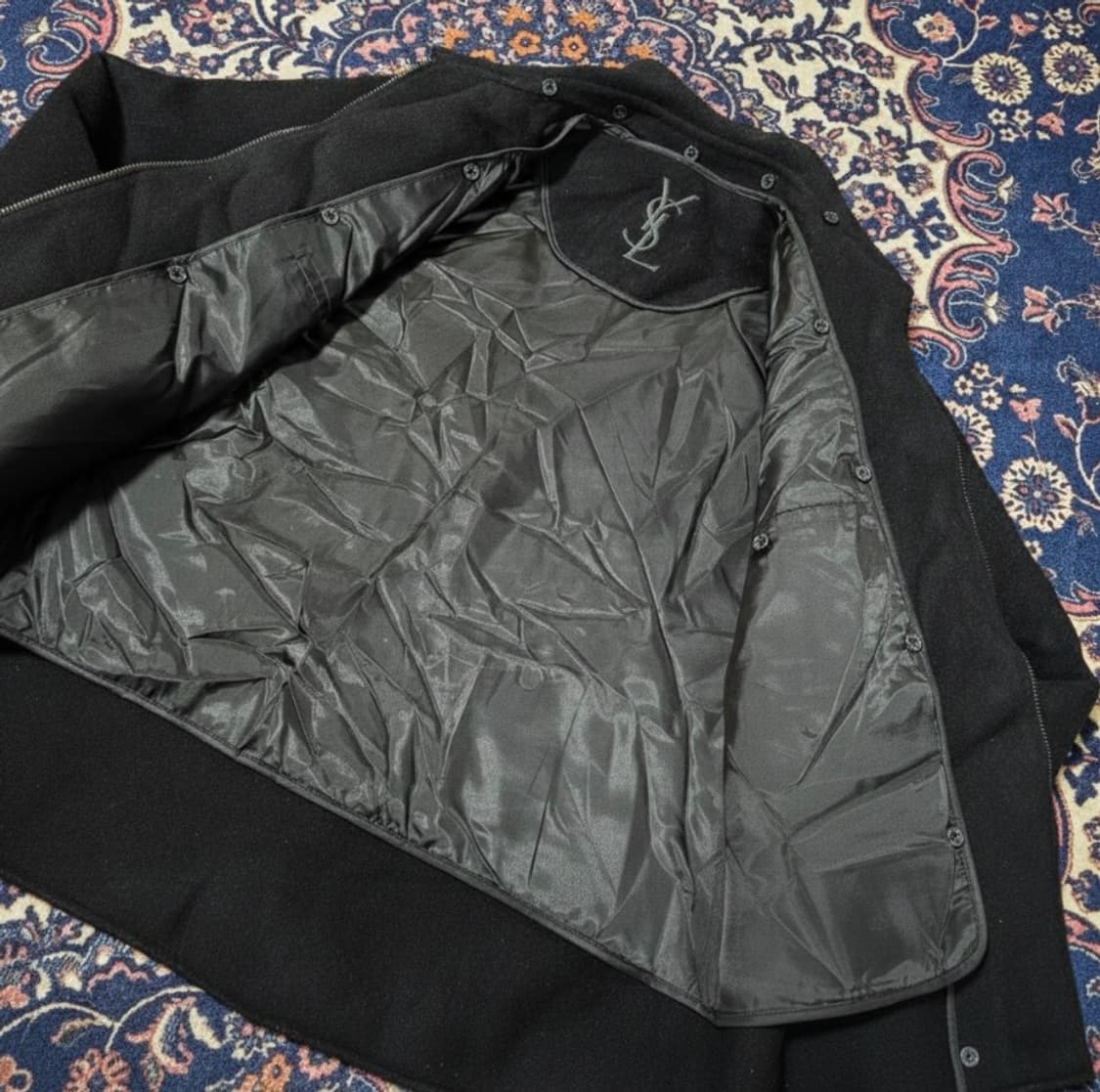 빈티지-입생로랑(YSL) 라이센스 클래식 울 집업 블루종 숏 자켓 상품이미지7