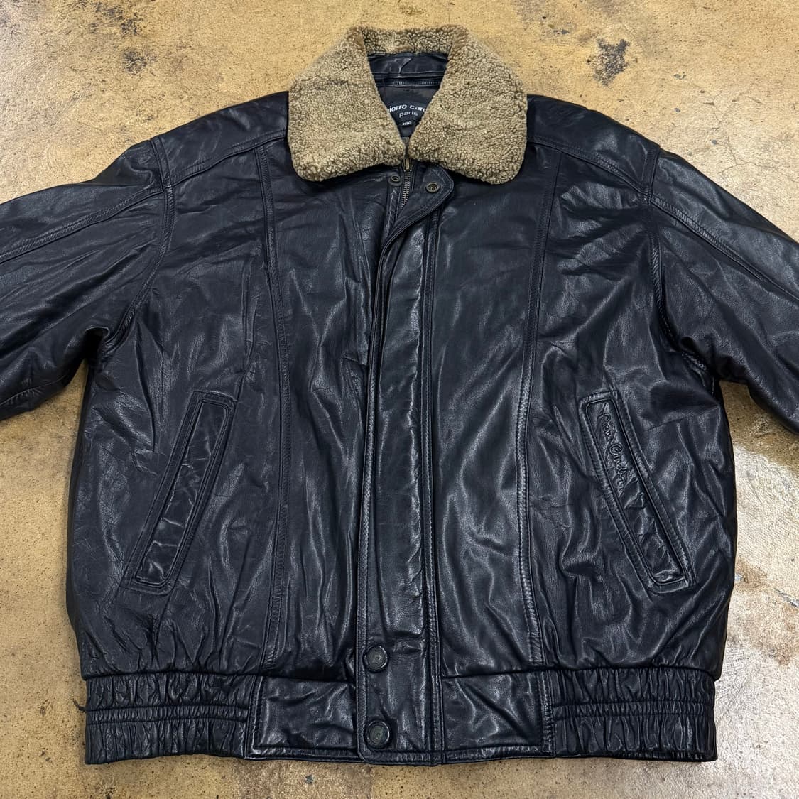 [정품/100] 피에르가르뎅 블랙 가죽 무스탕 자켓 b16 상품이미지3