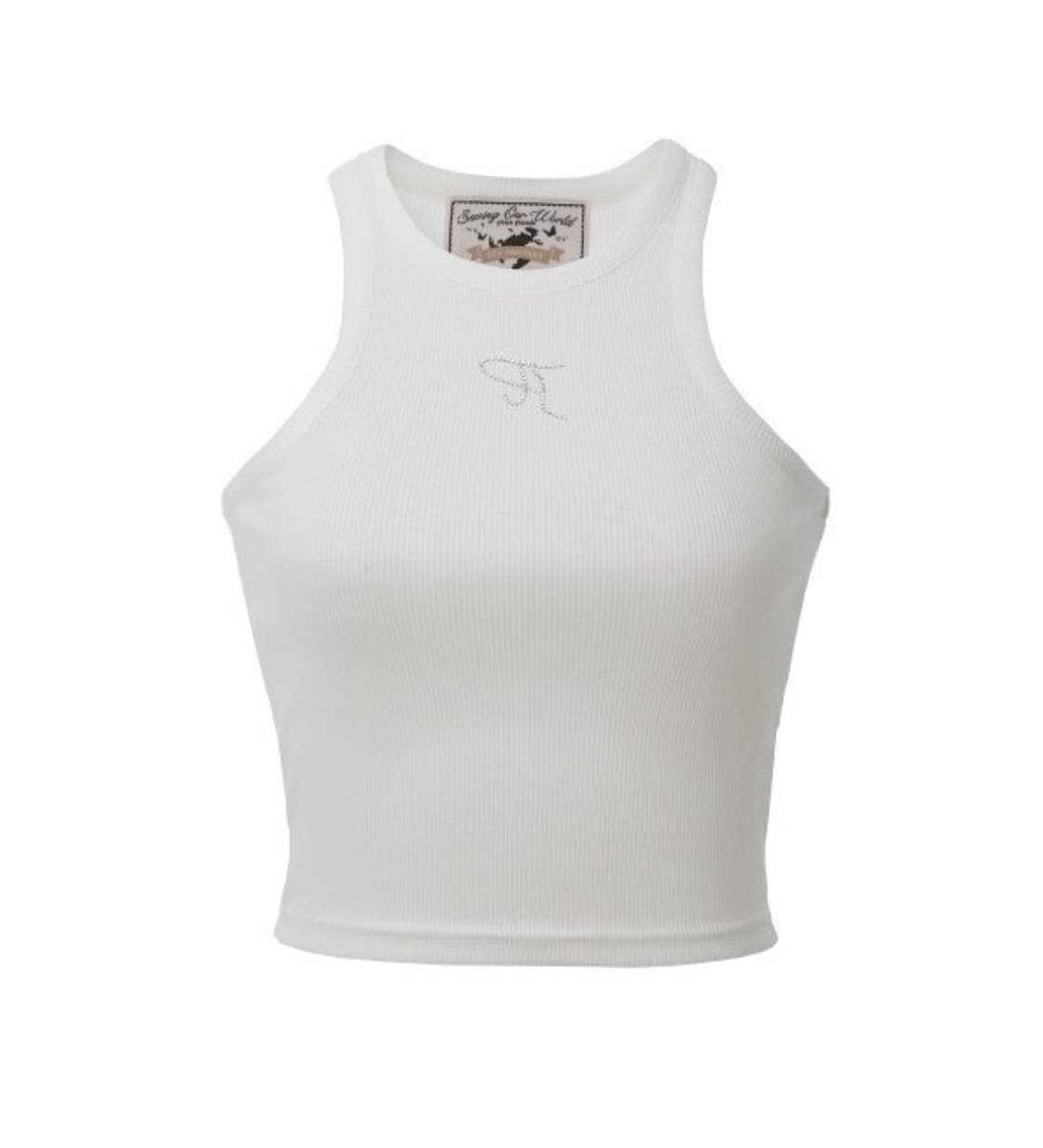 쓰리타임즈 쥬얼 크롭 나시(화이트, 사이즈 M) 상품이미지1