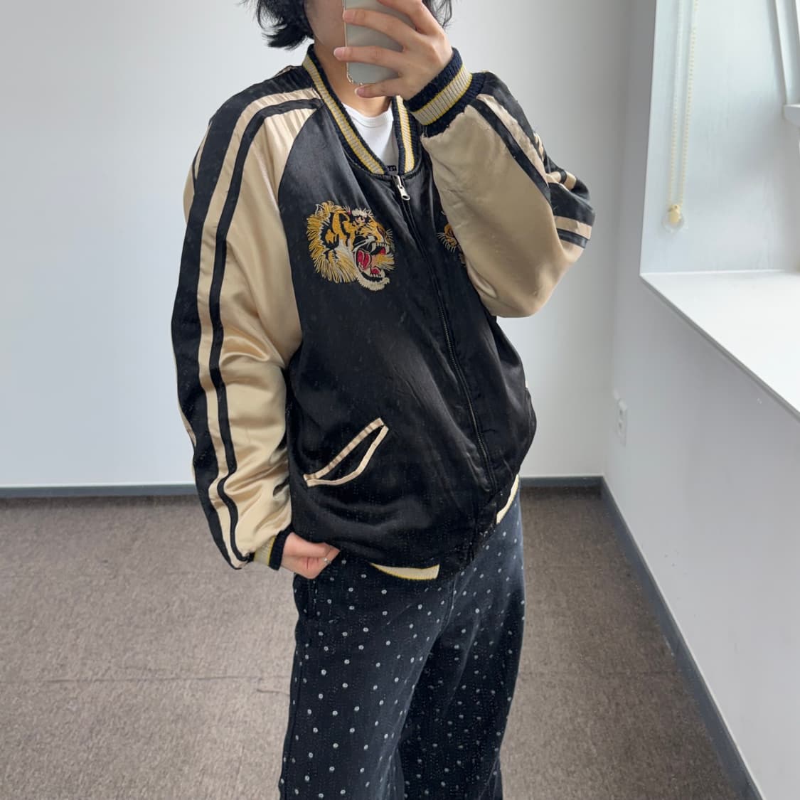 Vintage 리버시블 블랙 벨벳 스카쟌  상품이미지2