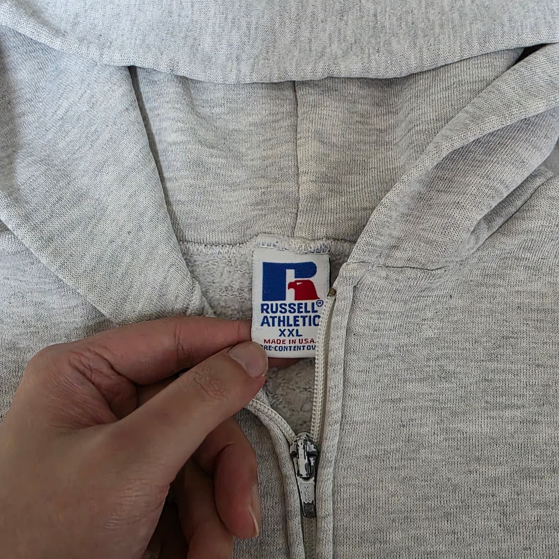 [XXL] 90s USA 러셀 애슬레틱 라이트 그레이 후드집업 나이스 상품이미지6