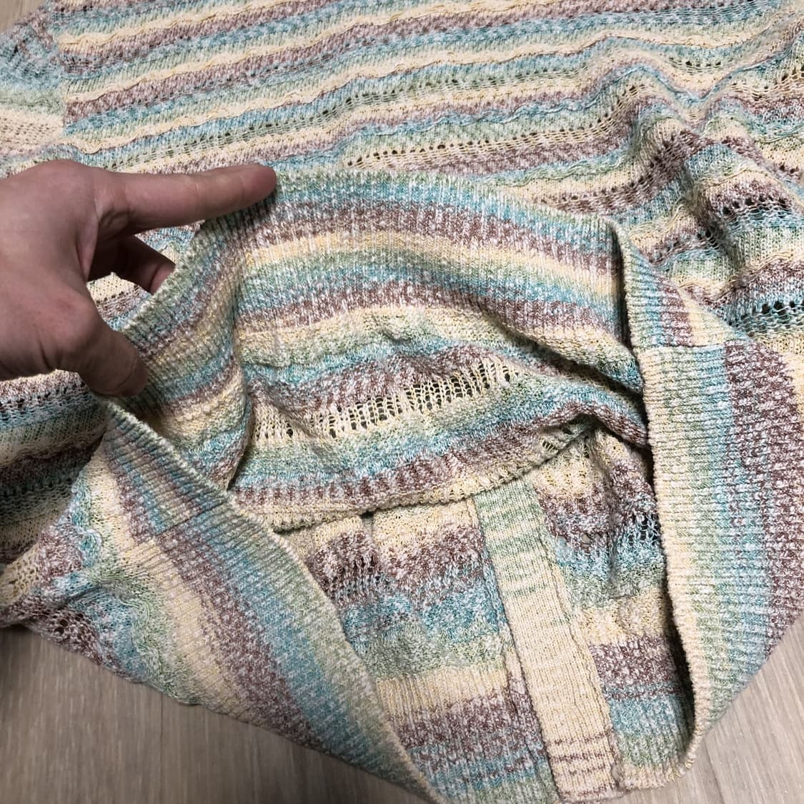 (L) 키뮤어 KIIMUIR 린넨 메쉬 스트라이트 카라 가디건 상품이미지9