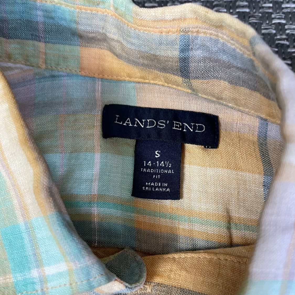 LANDS END 오렌지 블루 퍼플 멀티 체크 반팔 셔츠 S 상품이미지4