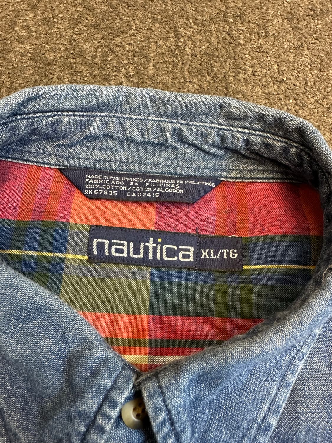 Nautica 데님/녹색 남방 셔츠 XL 상품이미지3