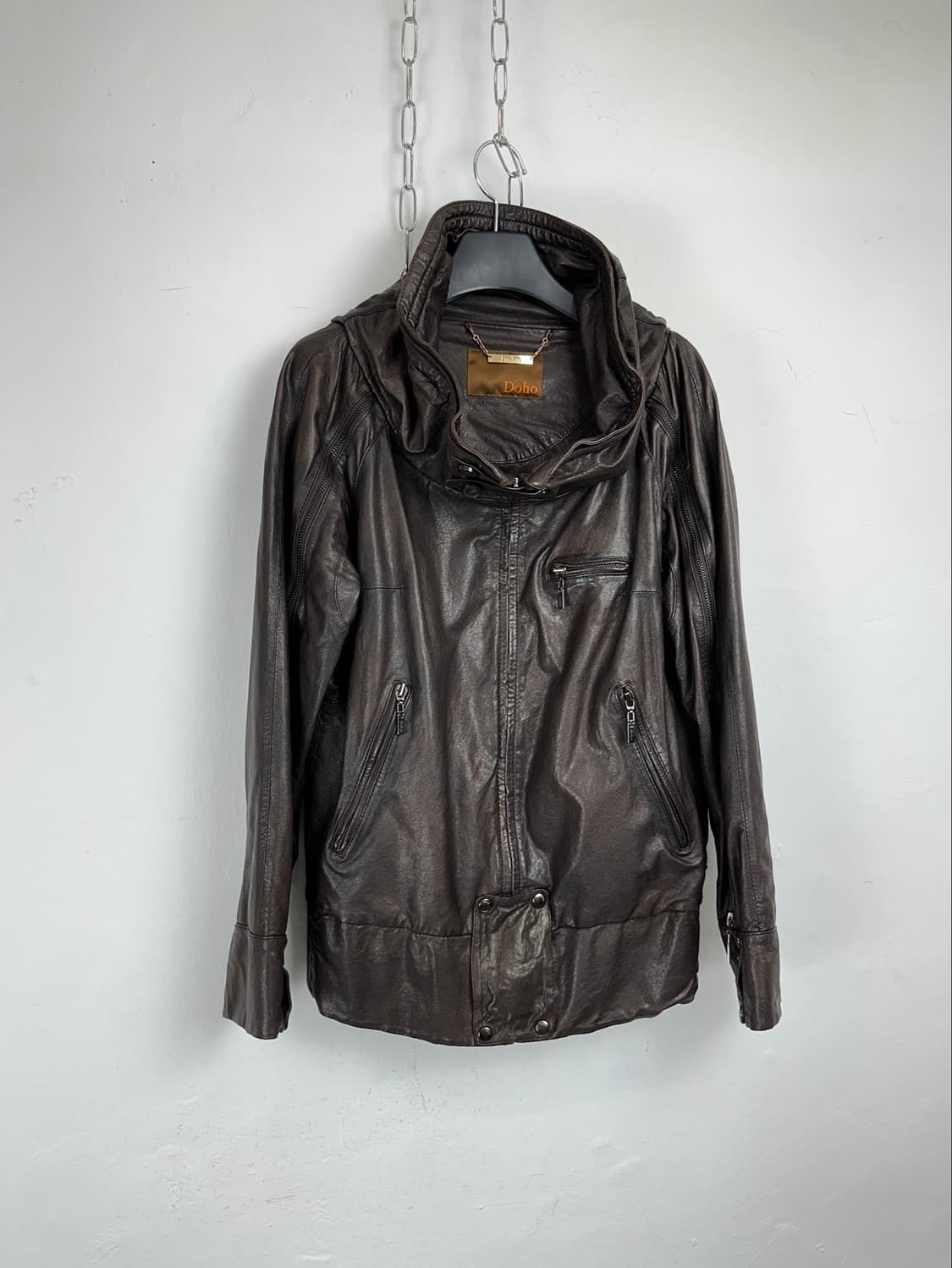 2000s Draped High Neck Lambskin Jacket   상품이미지4