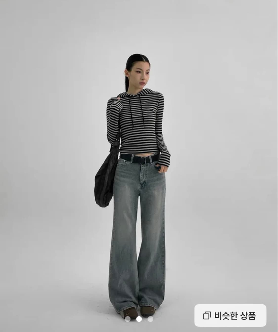 블랙업 샤타링 와이드 부츠컷 데님팬츠 m 상품이미지3