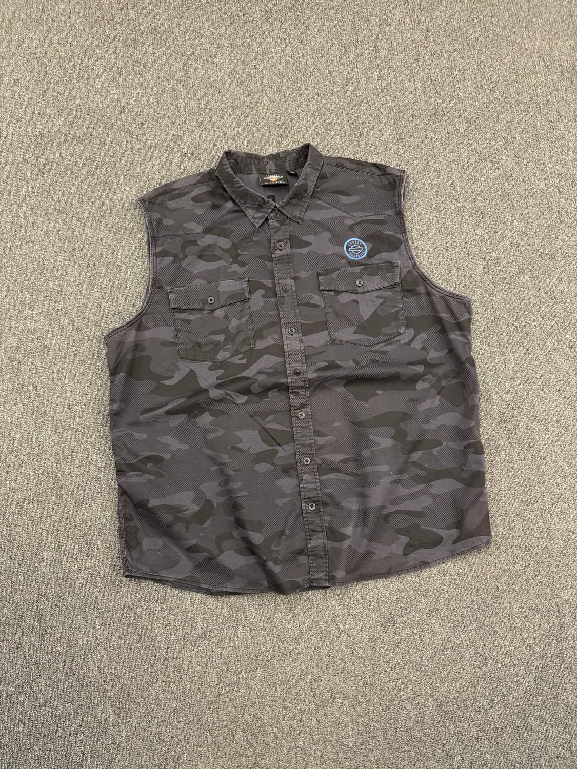 3XL)할리데이비슨 빈티지 패치 자수 커스텀 조끼 베스트 셔츠 상품이미지1