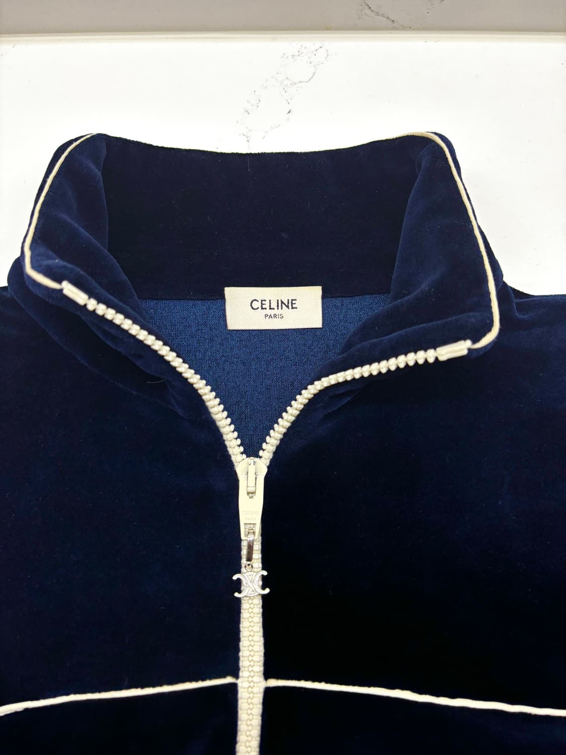 셀린느 트레오페 벨벳 집업 네이비 M 상품이미지3