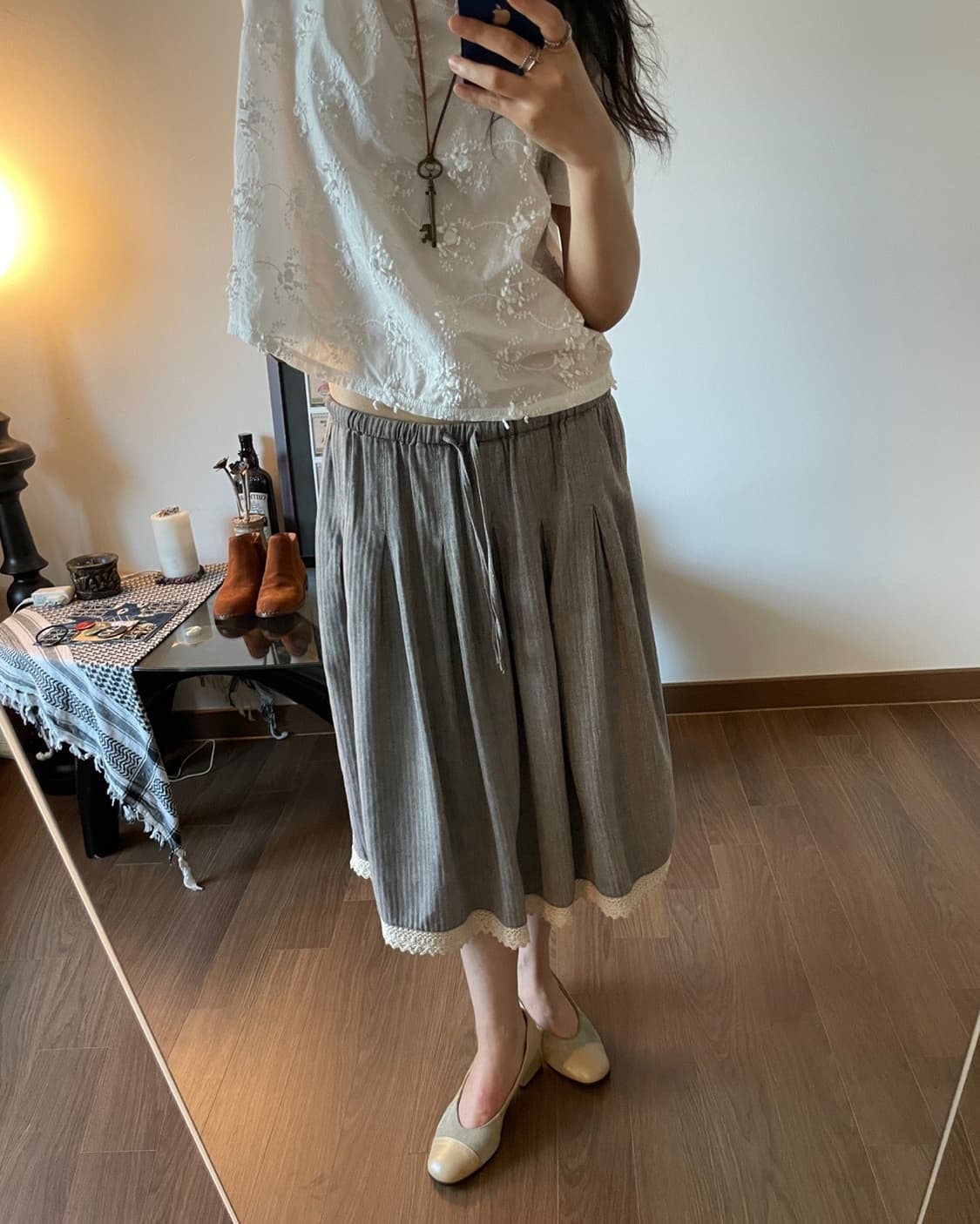 herringbone long skirt 상품이미지1