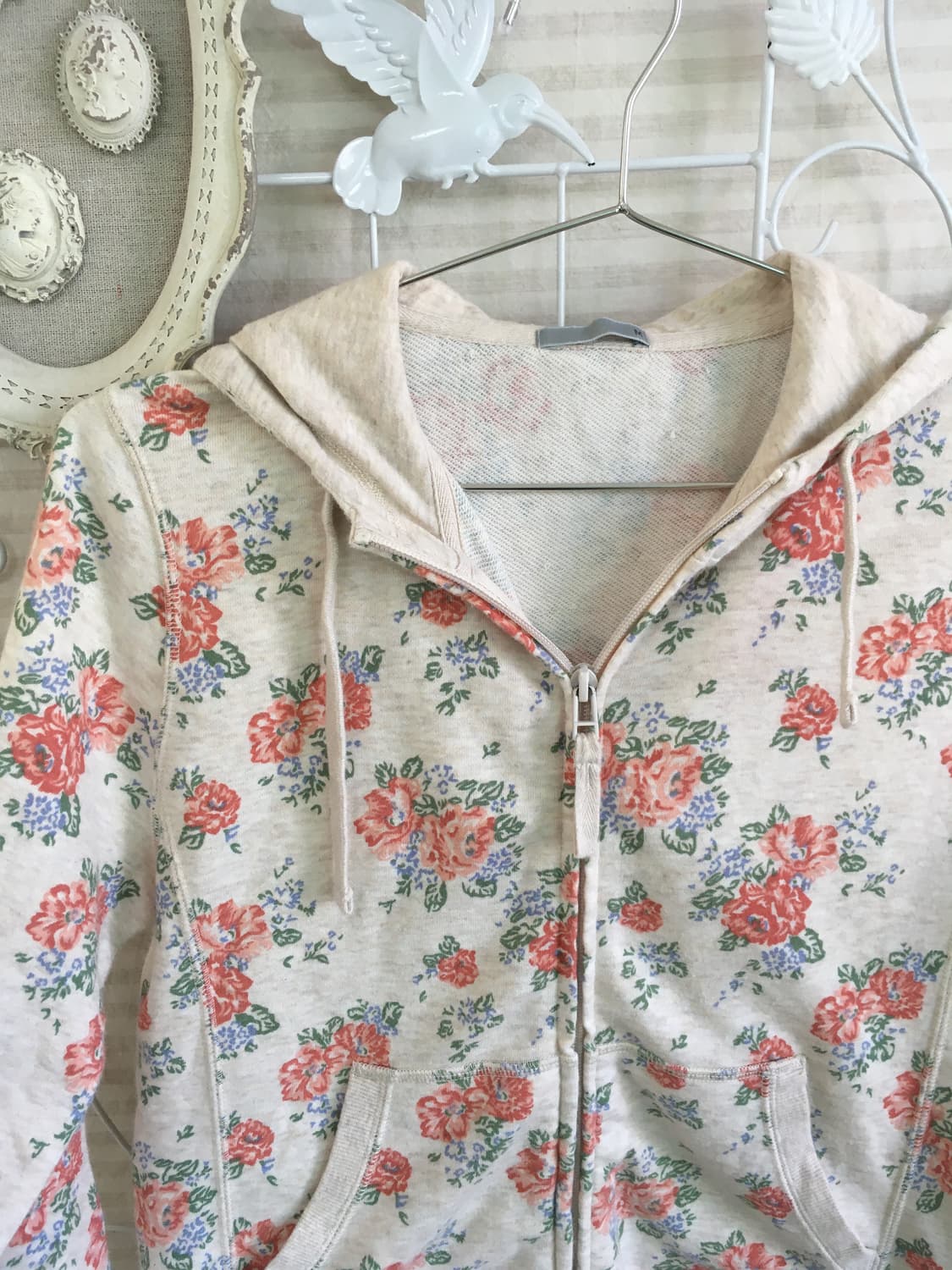 jpn vintage 플로럴 패턴 후드 집업 상품이미지7