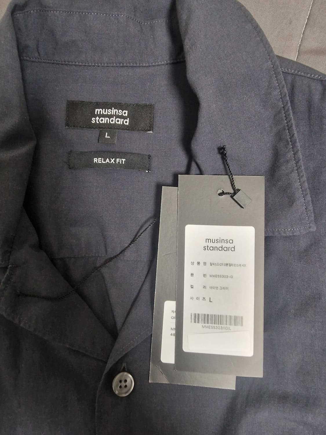 새제품급) 무탠다드 릴렉스드 CR 오픈 칼라 반소매 셔츠 아이언 그레이 상품이미지7