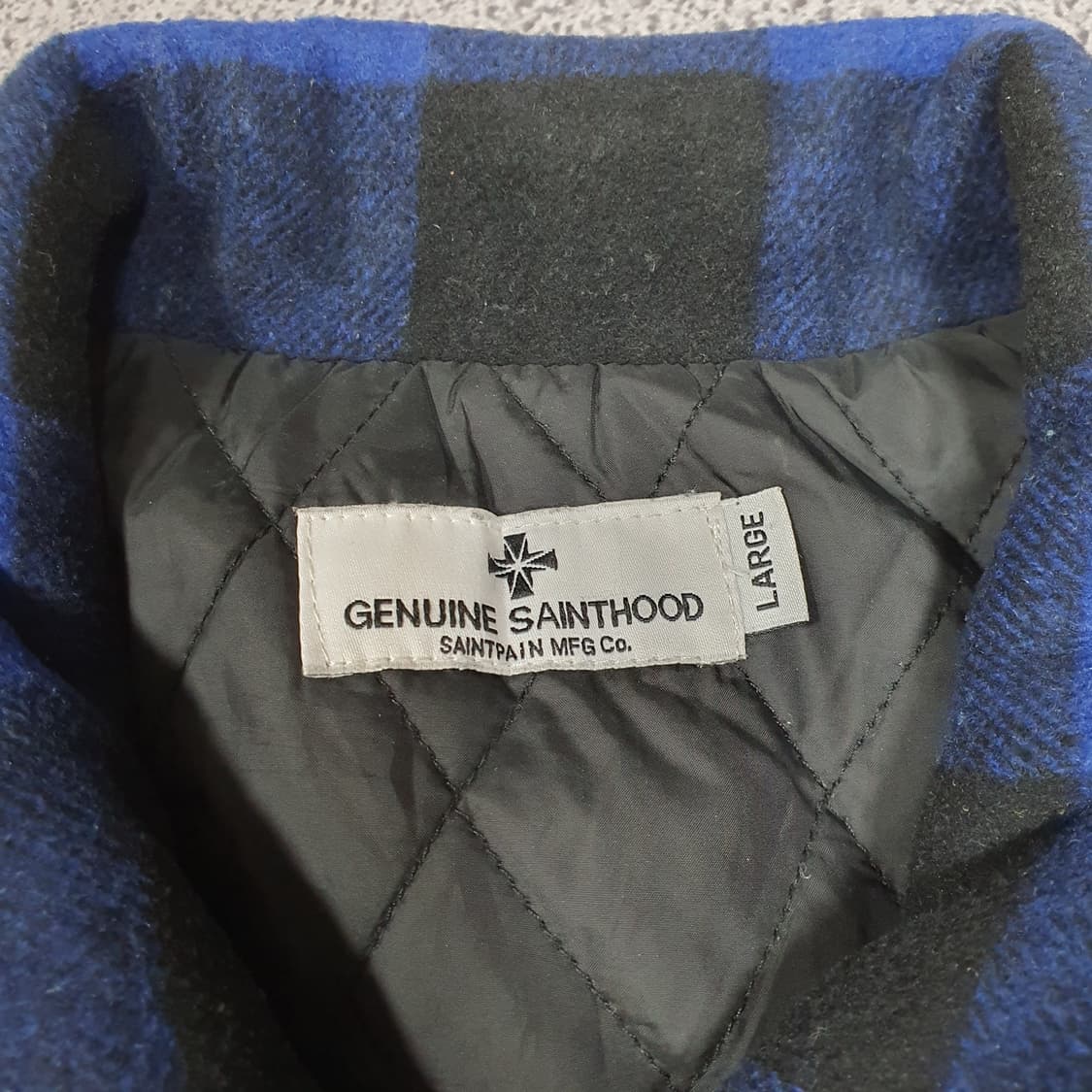 ✨ (바배) 세인트페인 체크패턴 성조기 패치 모직 박시 블루종 점퍼 상품이미지3