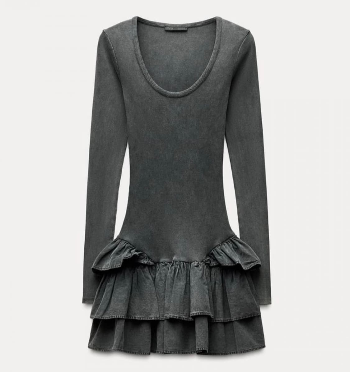 자라 워싱 프릴 원피스 차콜그레이 상품이미지1
