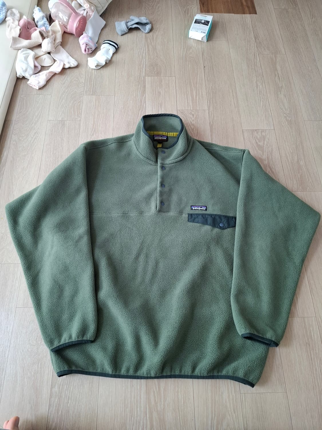 L 파타고니아 신칠라 헤비웨이트 플리스 풀오버 올리브 카키 그린 상품이미지1