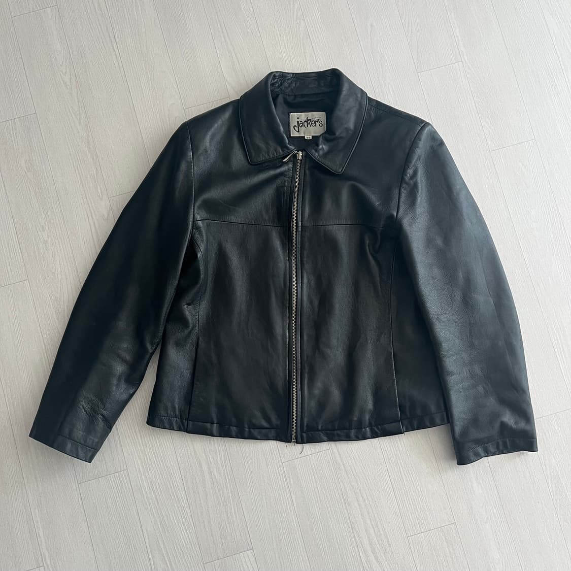 크롭 슬림핏 빈티지 가죽자켓 상품이미지1