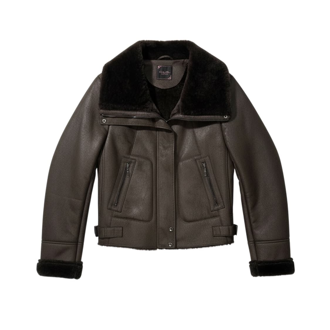 city gee 브라운 퍼 카라 무스탕 자켓 상품이미지1