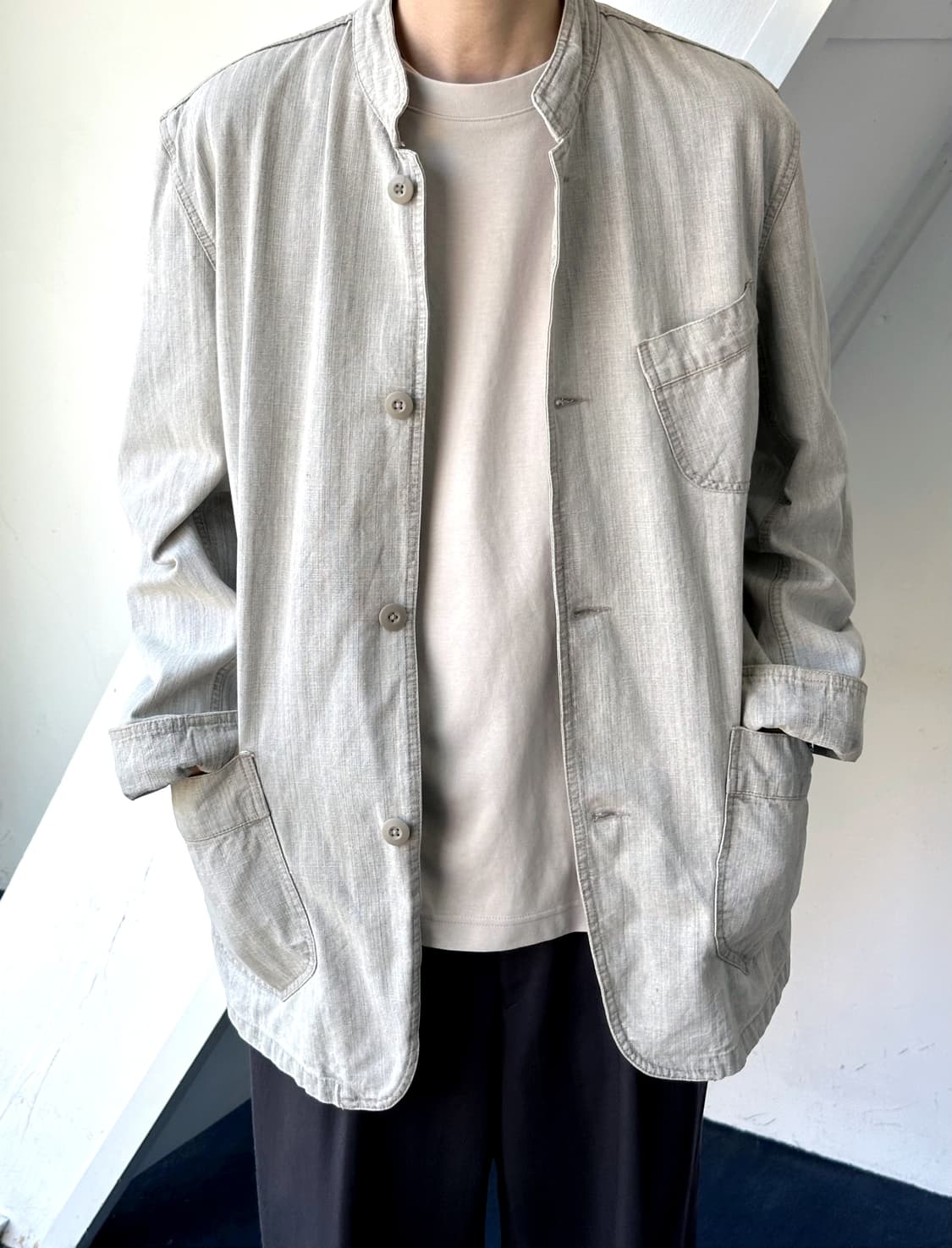 Denim stand collar work jacket 상품이미지5