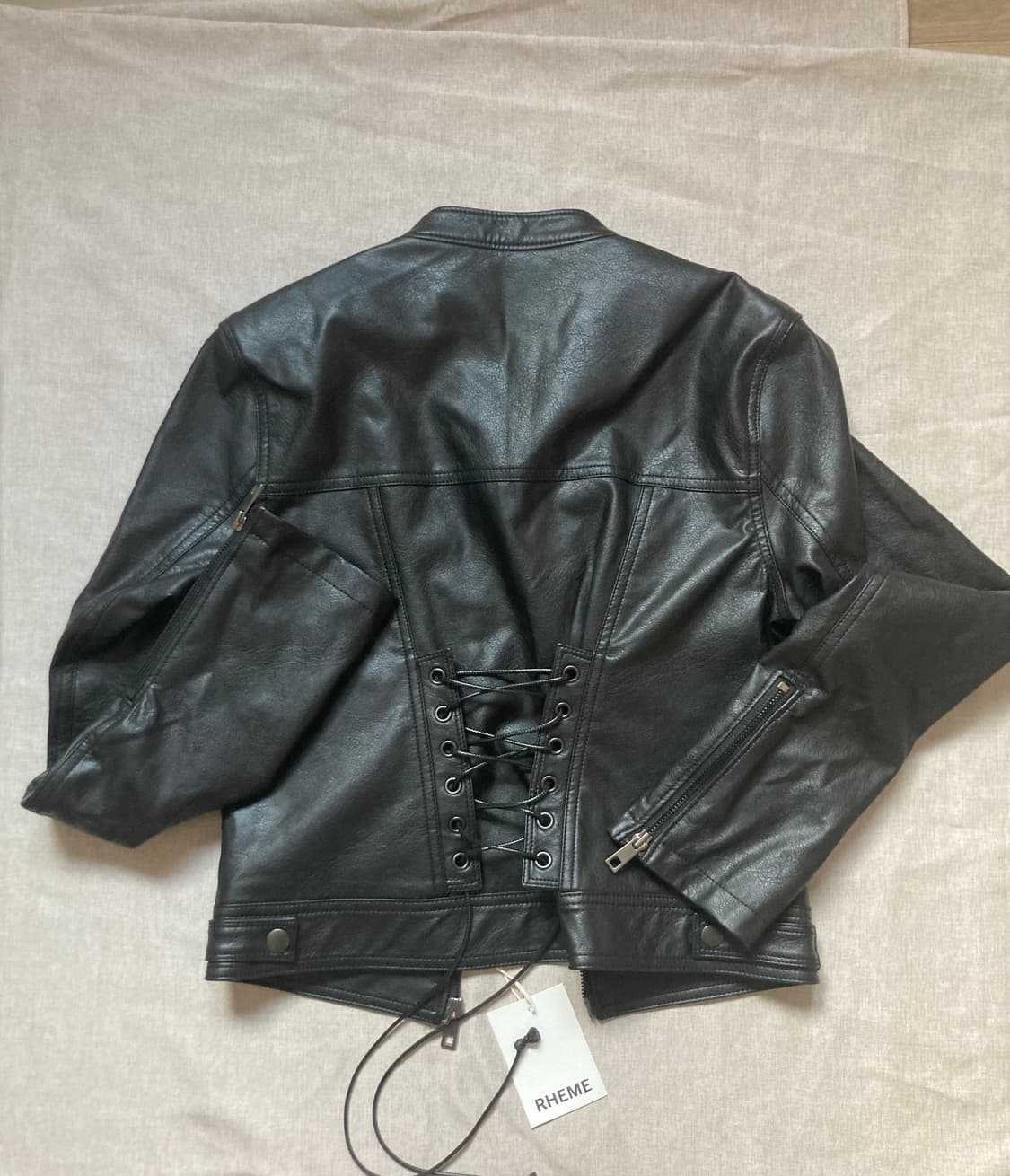 리임 RHEME 크롭 레더 자켓 블랙 상품이미지5