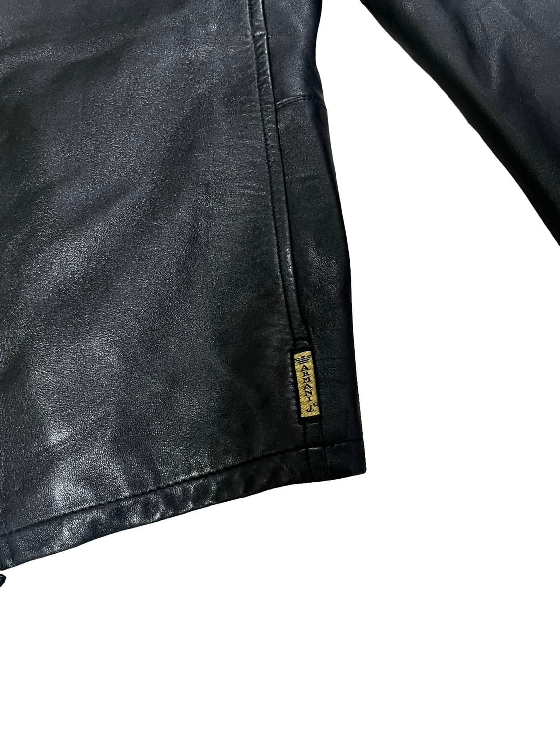 Armani Jeans 블랙 100% 천연가죽 라이더 자켓 해 상품이미지3