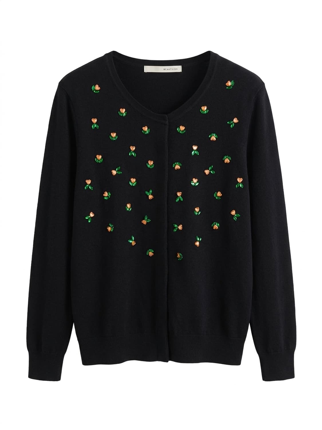 🌸 레니본 비즈 플라워 블랙 가디건 55-55반 | 로맨틱 봄 니트 상품이미지2
