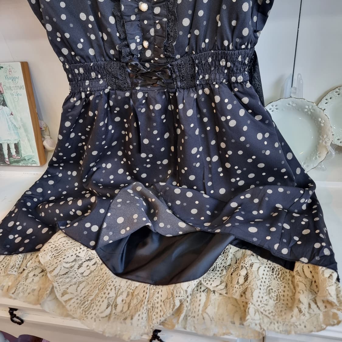 엑시즈팜(axes femme) 블랙 도트원피스 상품이미지6