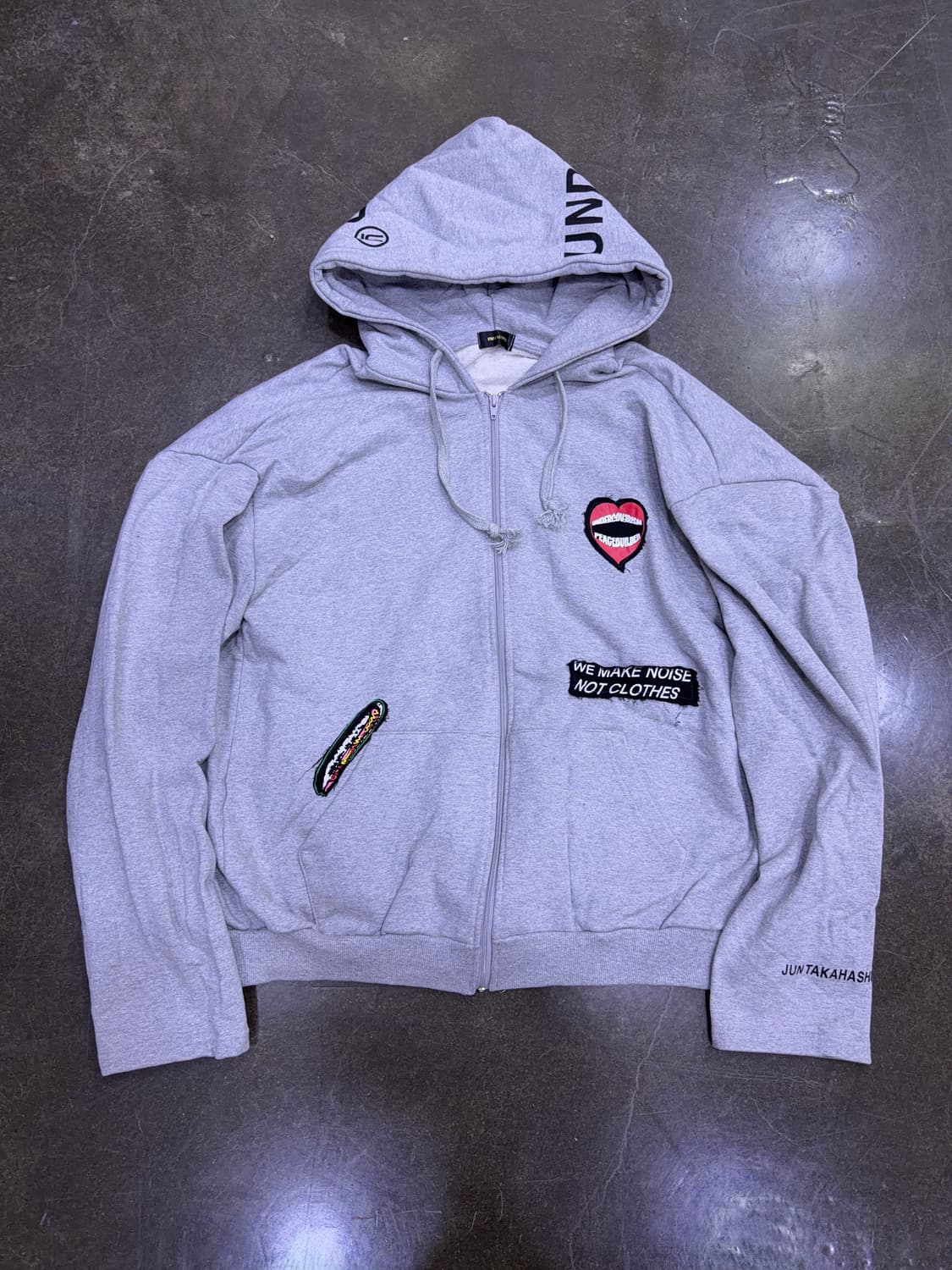 커버 피스빌더 패치 디자인 후드집업 그레이 M 상품이미지1