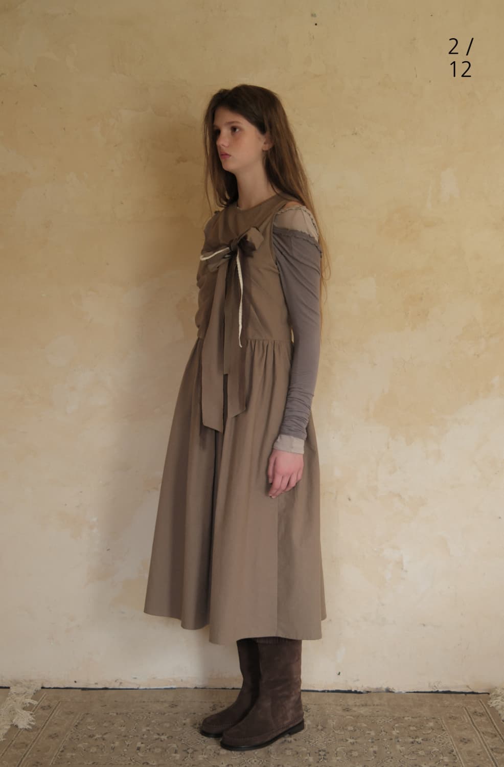 플레따 Ribbon Sleeveless Dress 모카 상품이미지2