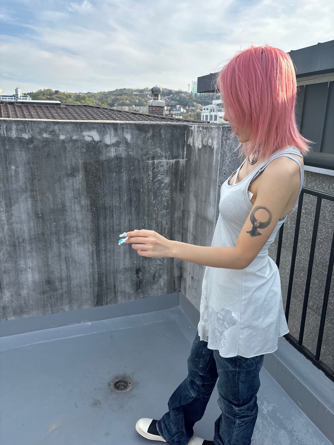 (Japanese vintage) 해골 시스루 나시탑 갸루 상품이미지9