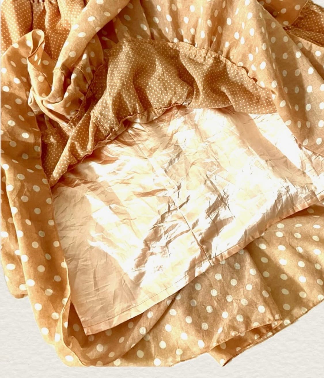 빈티지 모리걸 코랄 도트 패치 쉬폰 미디스커트 상품이미지4